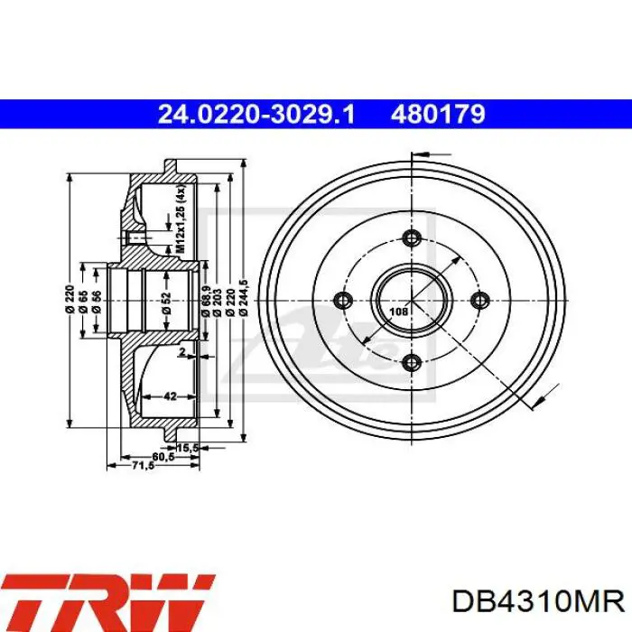 Купить DB4310MR TRW Тормозной барабан