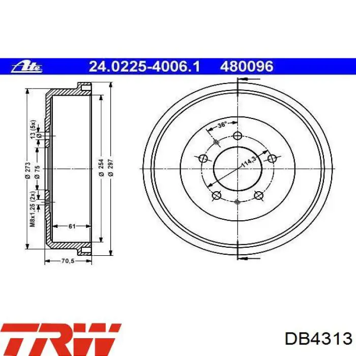 Купить DB4313 TRW Тормозной барабан
