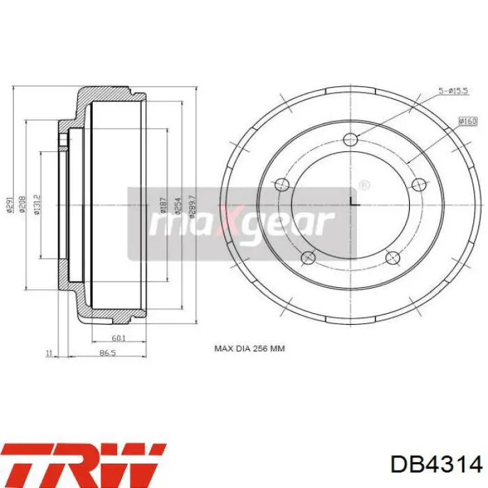 Барабан тормозной задний TRW DB4314 цена, от 64.03 USD