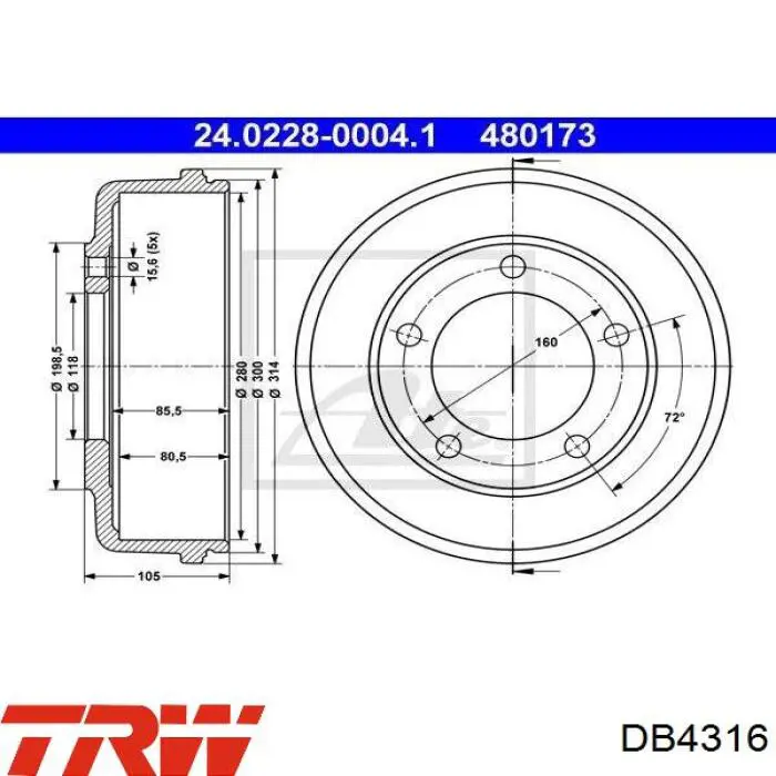 YC1W1126DD Ford Тормозной барабан
