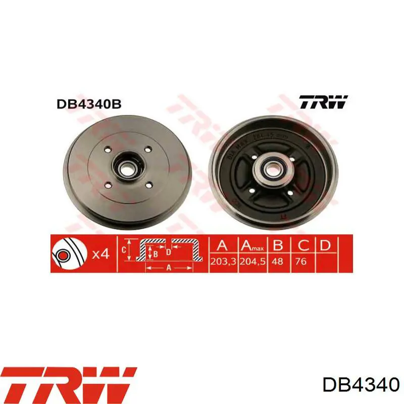 Тормозной барабан DB4340 TRW