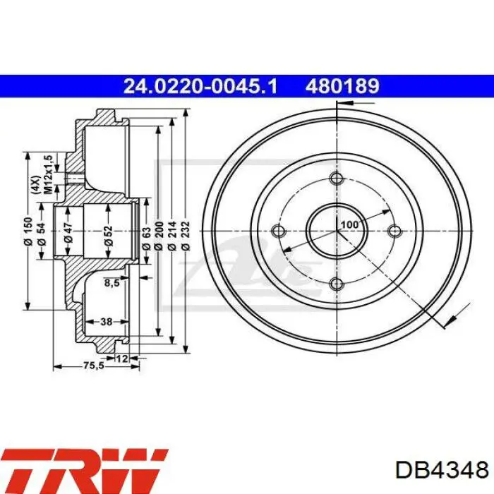 Купить DB4348 TRW Тормозной барабан