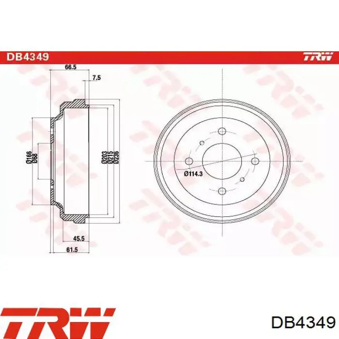 Тормозной барабан DB4349 TRW