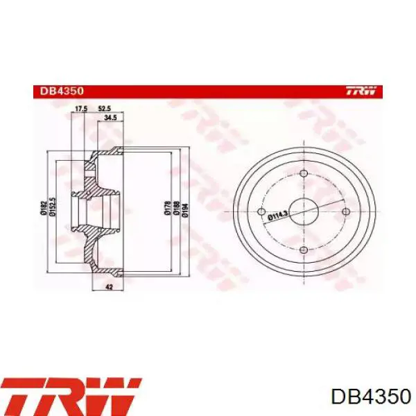 Тормозной барабан DB4350 TRW