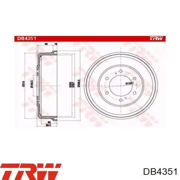 Тормозной барабан DB4351 TRW