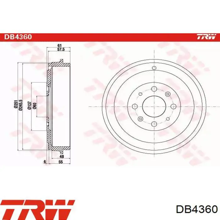 Тормозной барабан DB4360 TRW