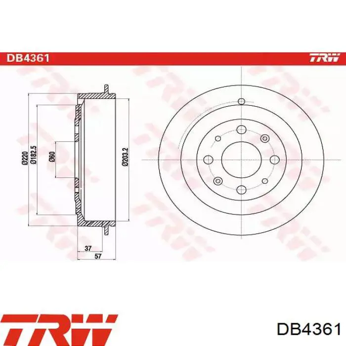 Тормозной барабан DB4361 TRW