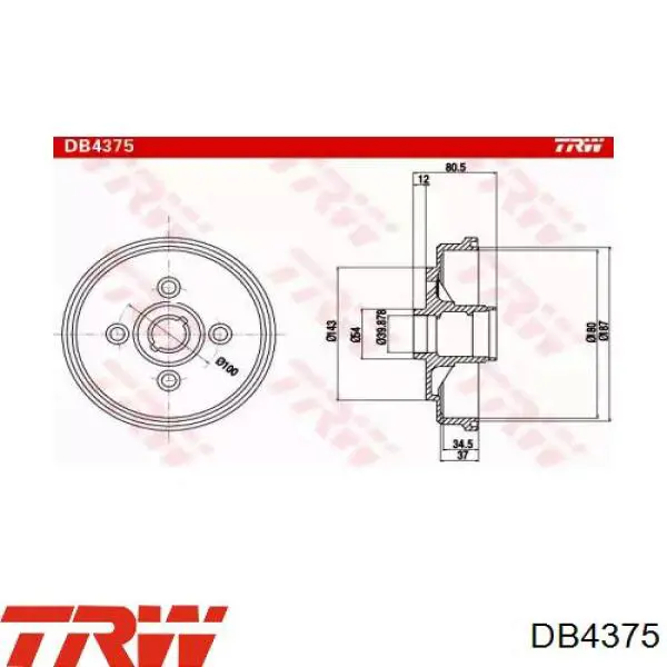 Тормозной барабан DB4375 TRW