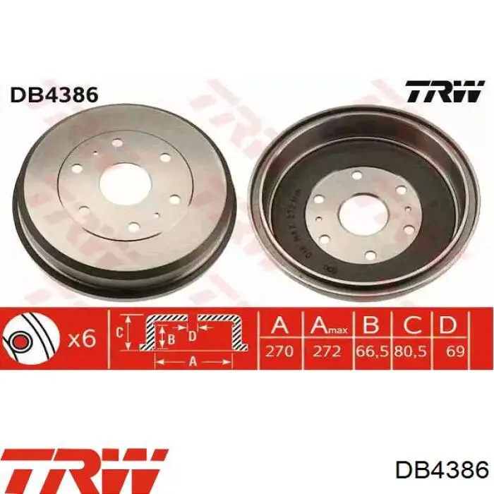 DB4386 TRW барабан тормозной задний