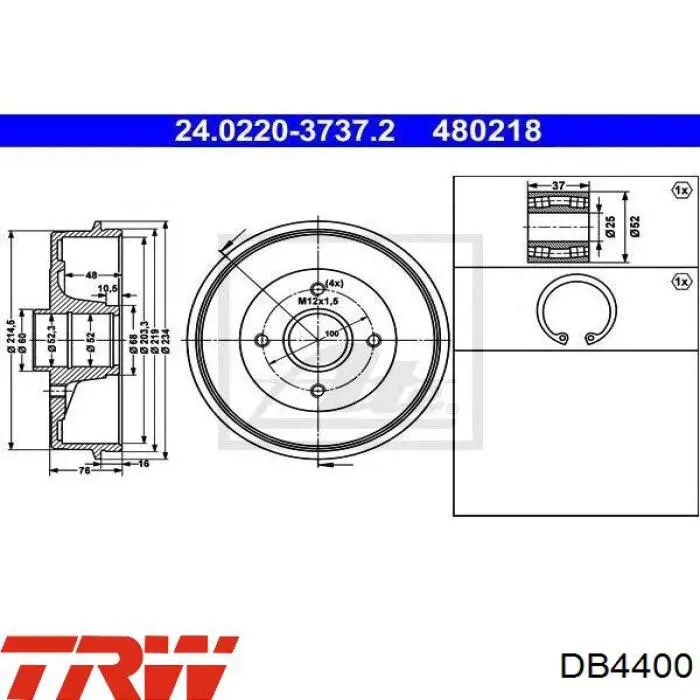 Купить DB4400 TRW Тормозной барабан