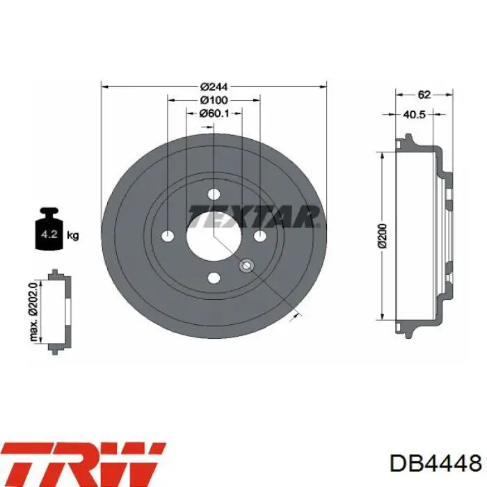 Тормозной барабан DB4448 TRW
