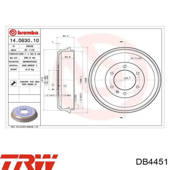 Барабан тормозной задний LPR 7D0760 цена, от 58.45 USD
