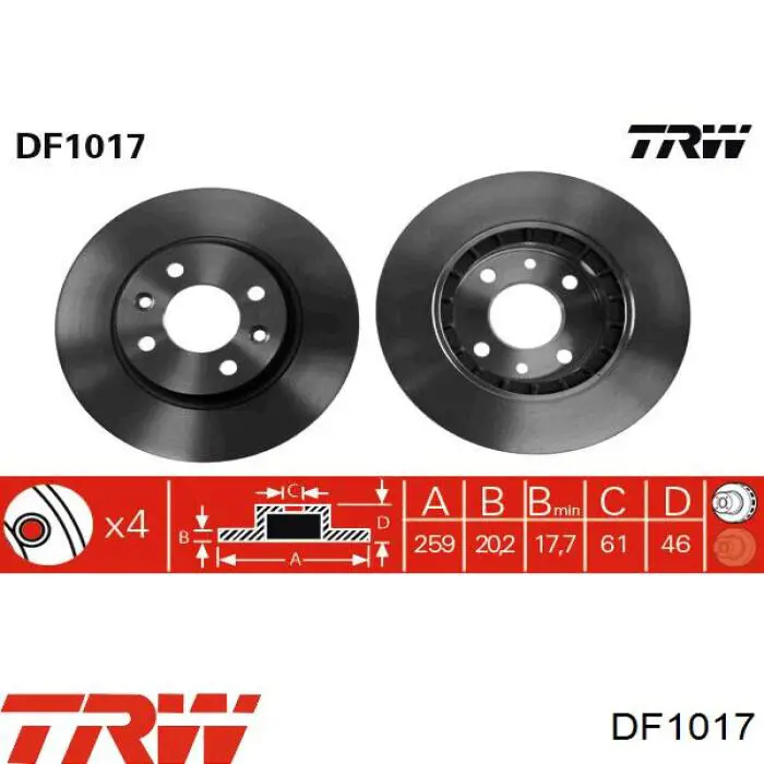 Купить DF1017 TRW Ротор тормозной