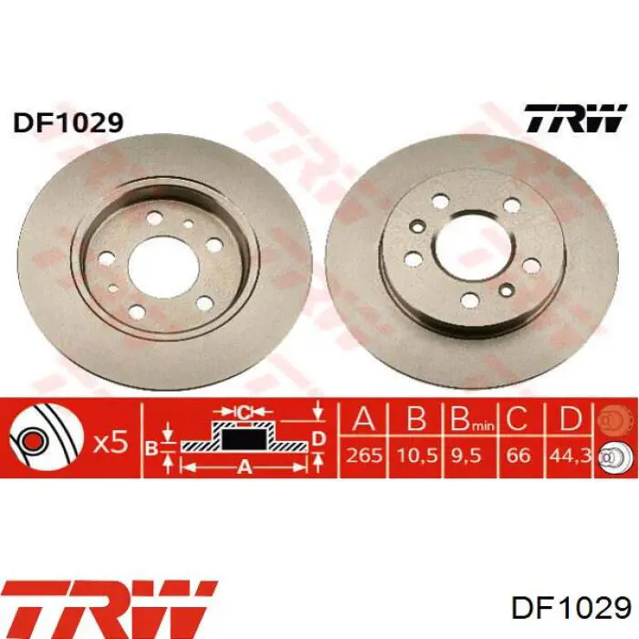 DF1029 TRW диск тормозной задний
