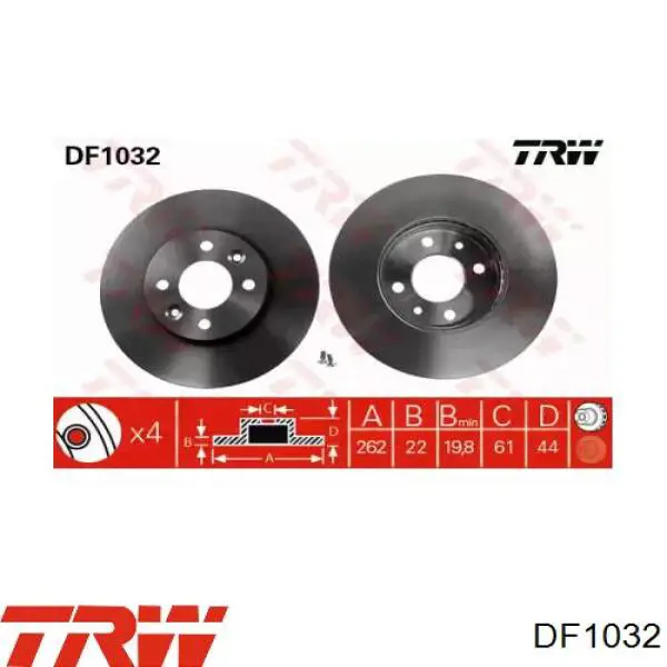 DF1032 TRW Диск тормозной передний