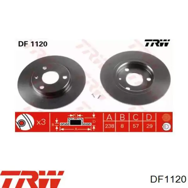 DF1120 TRW диск тормозной передний