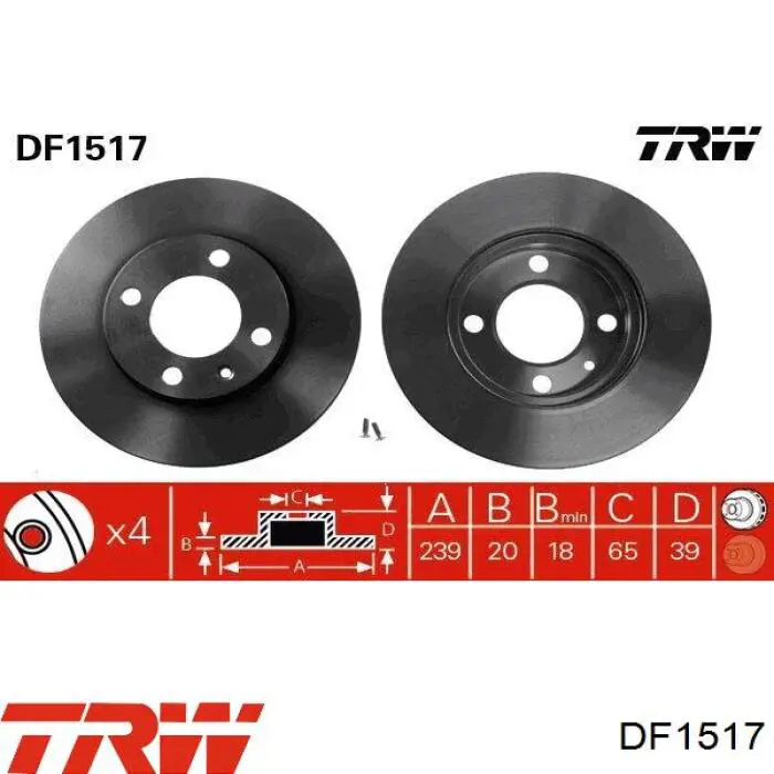 Передний тормозной диск TRW DF1517