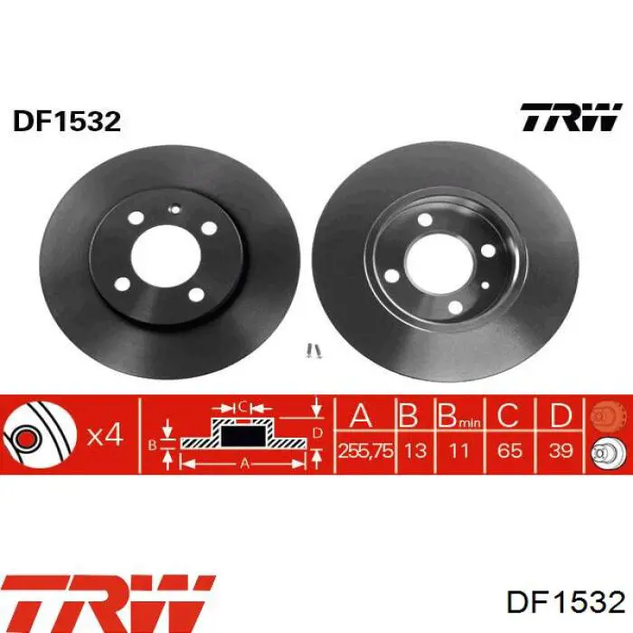 Диск гальмівний передній DF1532 TRW