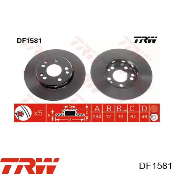 Передний тормозной диск TRW DF1581