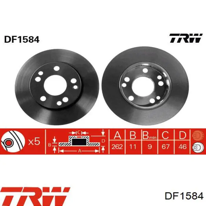 Купить DF1584 TRW Ротор тормозной
