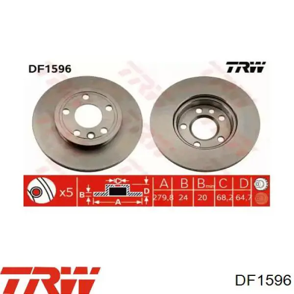 Передние тормозные диски DF1596 TRW