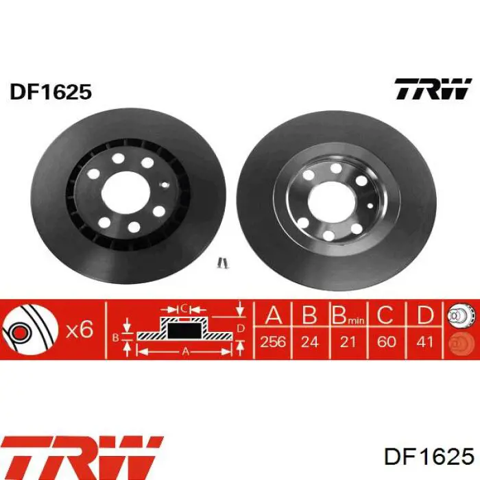 Передние тормозные диски DF1625 TRW