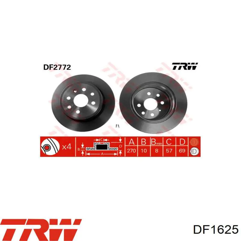Передний тормозной диск TRW DF1625
