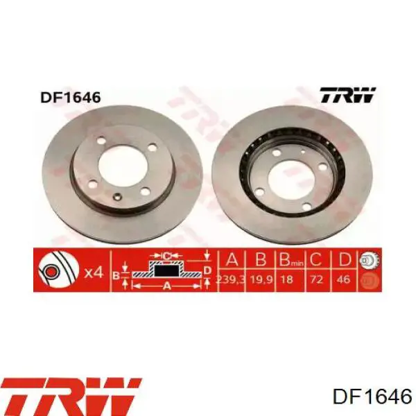 DF1646 TRW тормозные диски