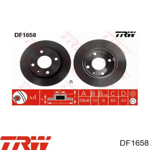 DF1658 TRW диск тормозной передний