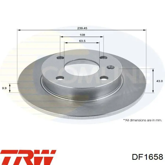 Тормоз дисковый передний TRW DF1658 цена, от 18.66 USD