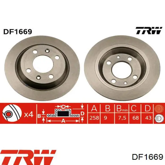 Тормозные диски DF1669 TRW