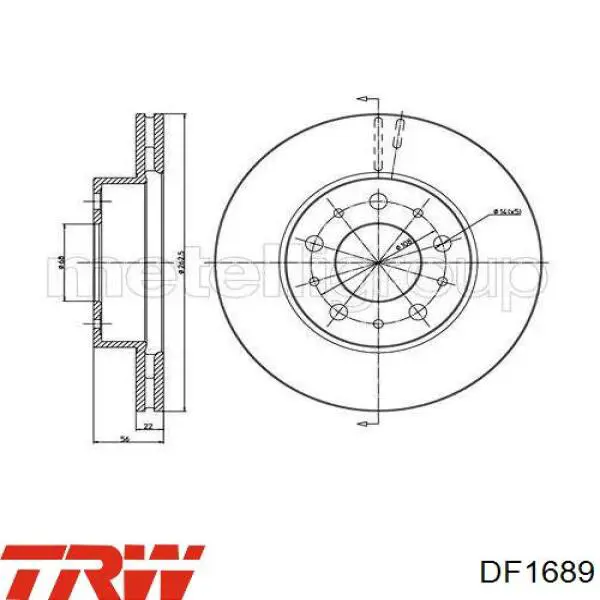 Передний тормозной диск TRW DF1689