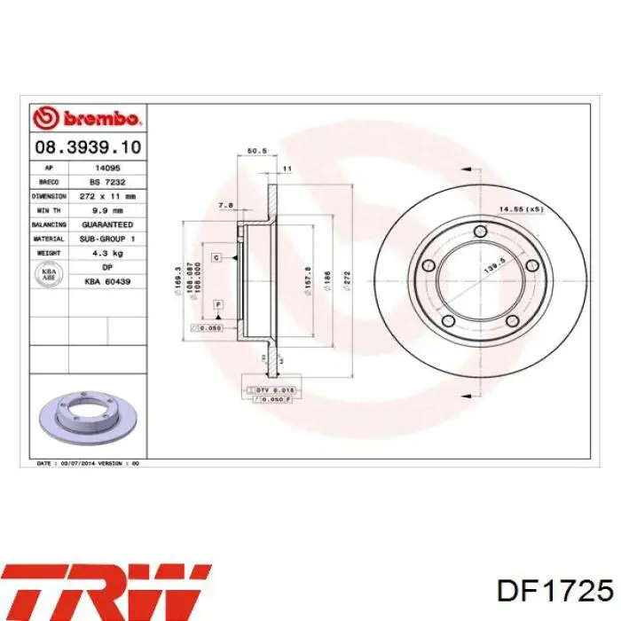 TD301 Dafmi Диск тормозной передний