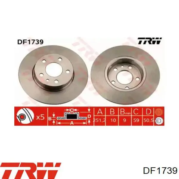 Задний дисковый тормоз TRW DF1739