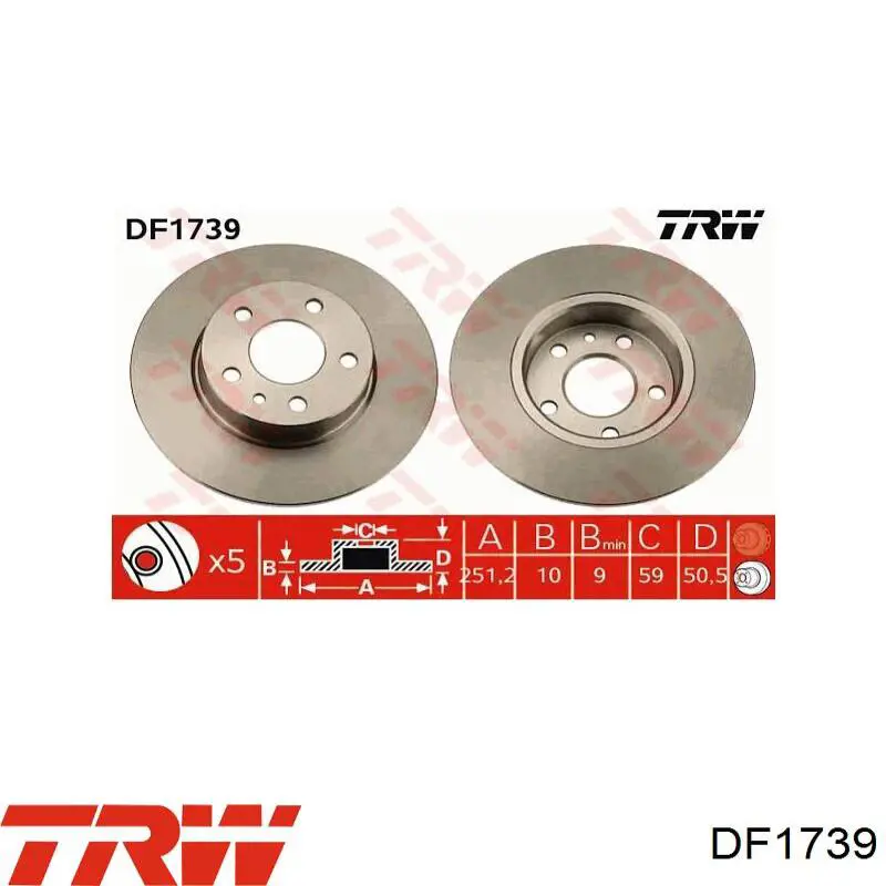 Купить DF1739 TRW Диск тормозной задний