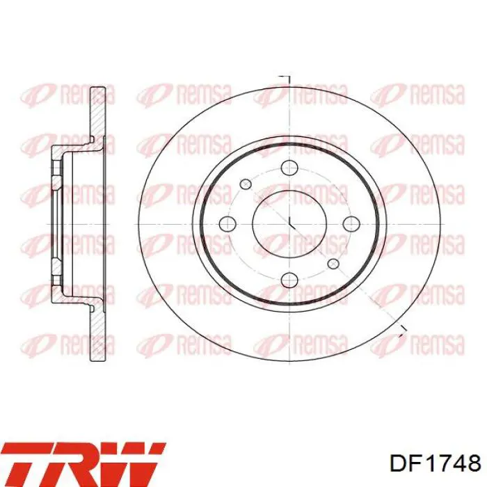Передние тормозные диски DF1748 TRW