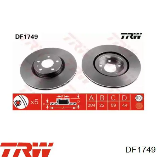 Передний тормозной диск TRW DF1749