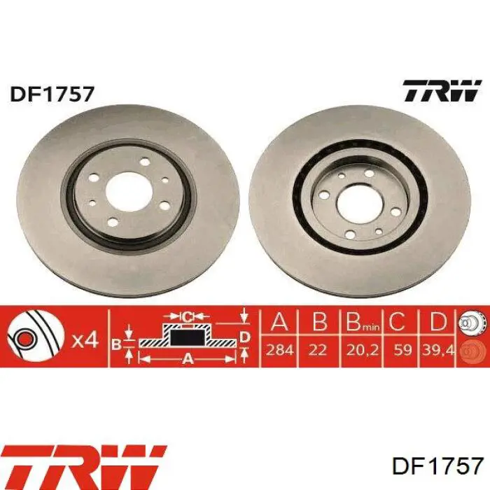 Купить DF1757 TRW Ротор тормозной