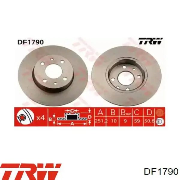 Купить DF1790 TRW Диск тормозной задний