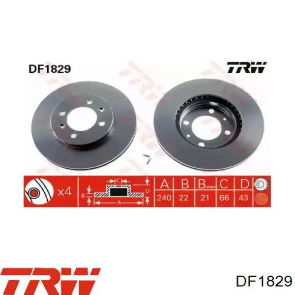 DF1829 TRW диск тормозной передний