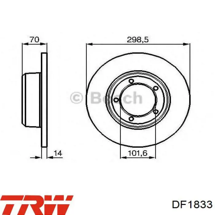 Передний тормозной диск TRW DF1833