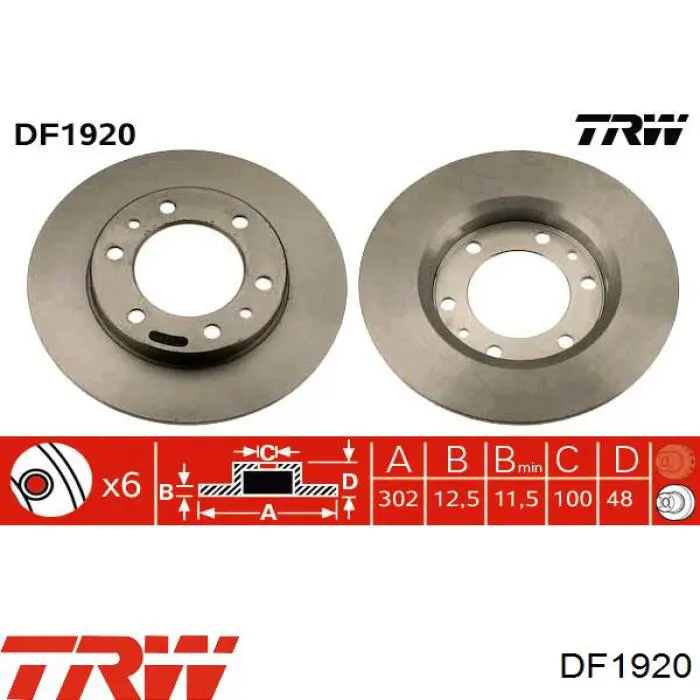 DF1920 TRW диск тормозной передний