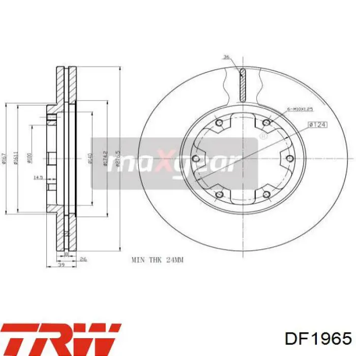 Передние тормозные диски DF1965 TRW
