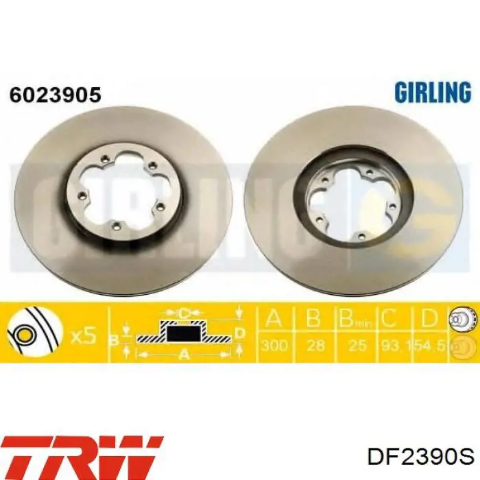 Тормоз дисковый передний TRW DF2390S цена, от 50.87 USD