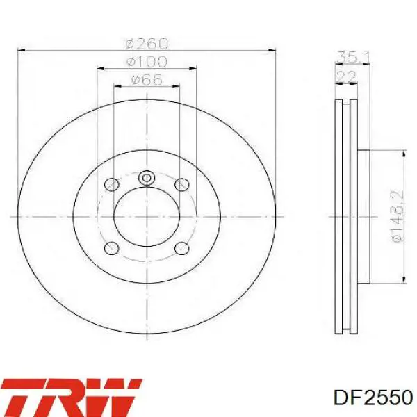 Купить DF2550 TRW Ротор тормозной