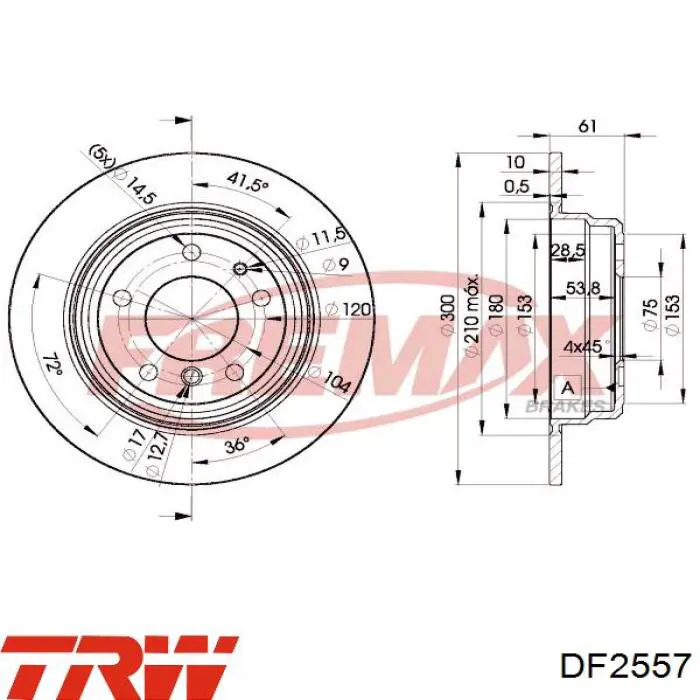 DF2557 TRW Дисковый тормоз