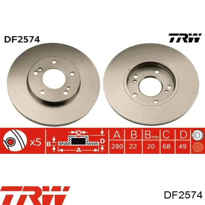 Купить DF2574 TRW Ротор тормозной