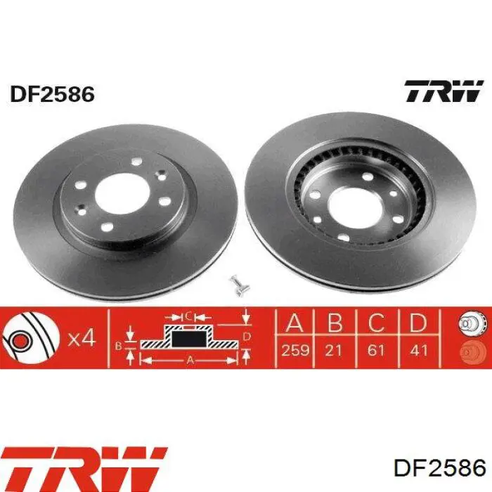 Передний тормозной диск TRW DF2586