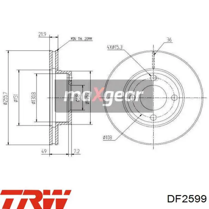 Передние тормозные диски DF2599 TRW