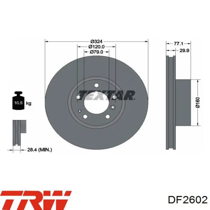 Передние тормозные диски DF2602 TRW